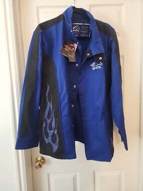 BSX Welding Jacket 9oz Royal Blue Black Stallion Flame Resistant Cotton Large